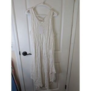 Exist Womens White Embroidered Sequin Handkerchief Hem Midi Dress OS NWT